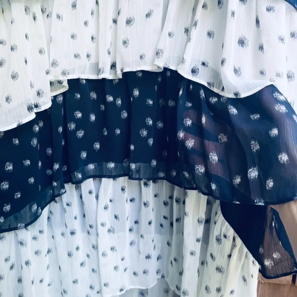 1.state Womens Colorblocked Tiered Maxi Dress New Ivory Dark Indigo Size 10 NWT - Picture 11 of 17